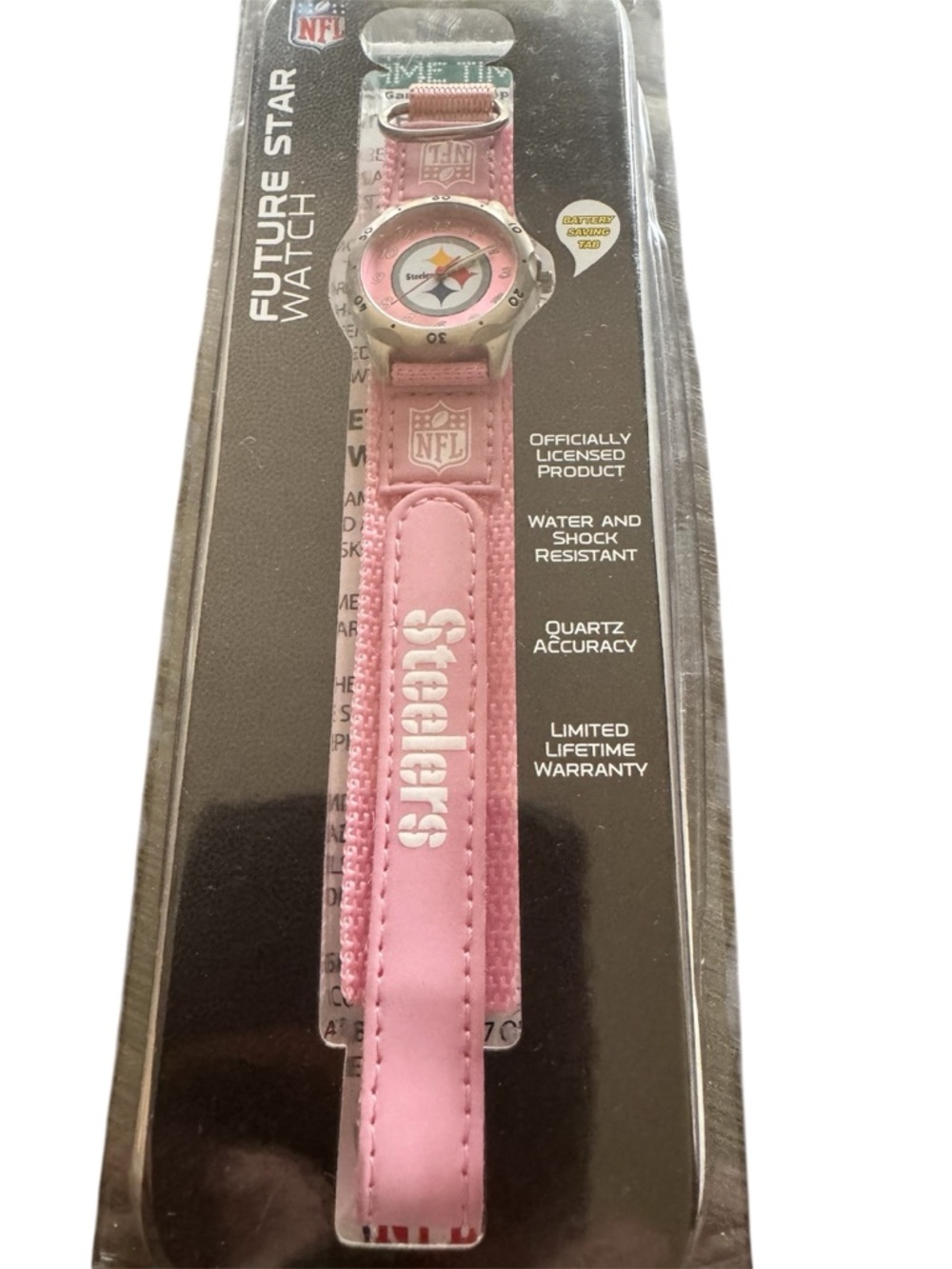 NWT, NFL Pittsburgh Steelers Pink Strap Watch